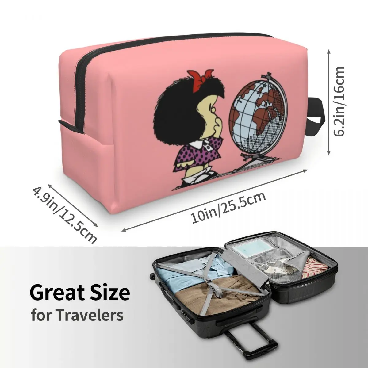 Borsa da toilette da viaggio personalizzata Mafalda World Fashion Quino Cartoon Cosmetic Makeup Organizer per le donne Beauty Storage Dopp Kit Box