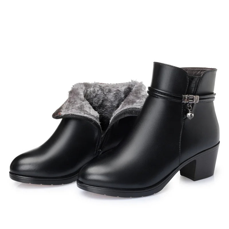 Bottes de rinçage en cuir véritable pour femmes, bottes de neige en laine pour femmes, bottes à talons optiques pour femmes, chaussures à talons hauts pour dames, gros Size35-43