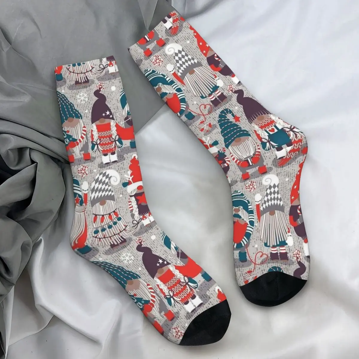 

Рождественские чулки с гномами, милые готические носки с рисунком Санты, весенние нескользящие носки, мужские уличные удобные носки унисекс