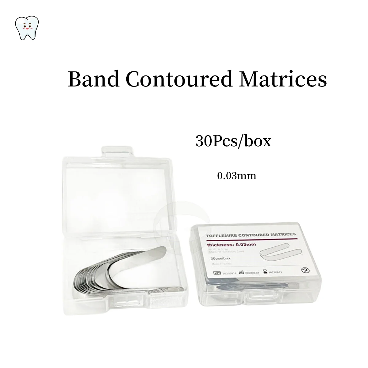 

Dental Premolars Tofflemire Band Contoured Matrices 30Pcs/box 0.03/0.038mm