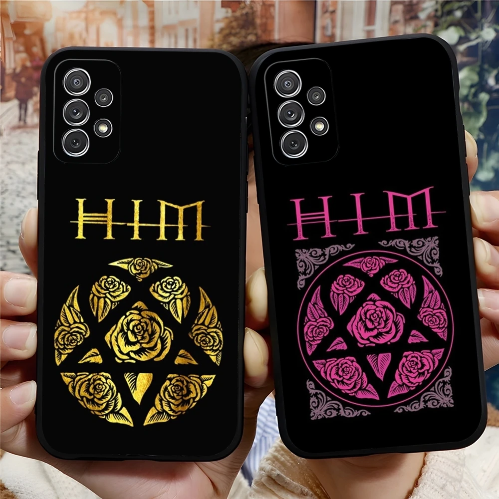 Him Ornate Heartagram Phone Case for Samsung Galaxy S24 S23 S22 S25 S21 A16 Ultra Fe Plus M54 A34 A54 A24 A52 A53 Coque