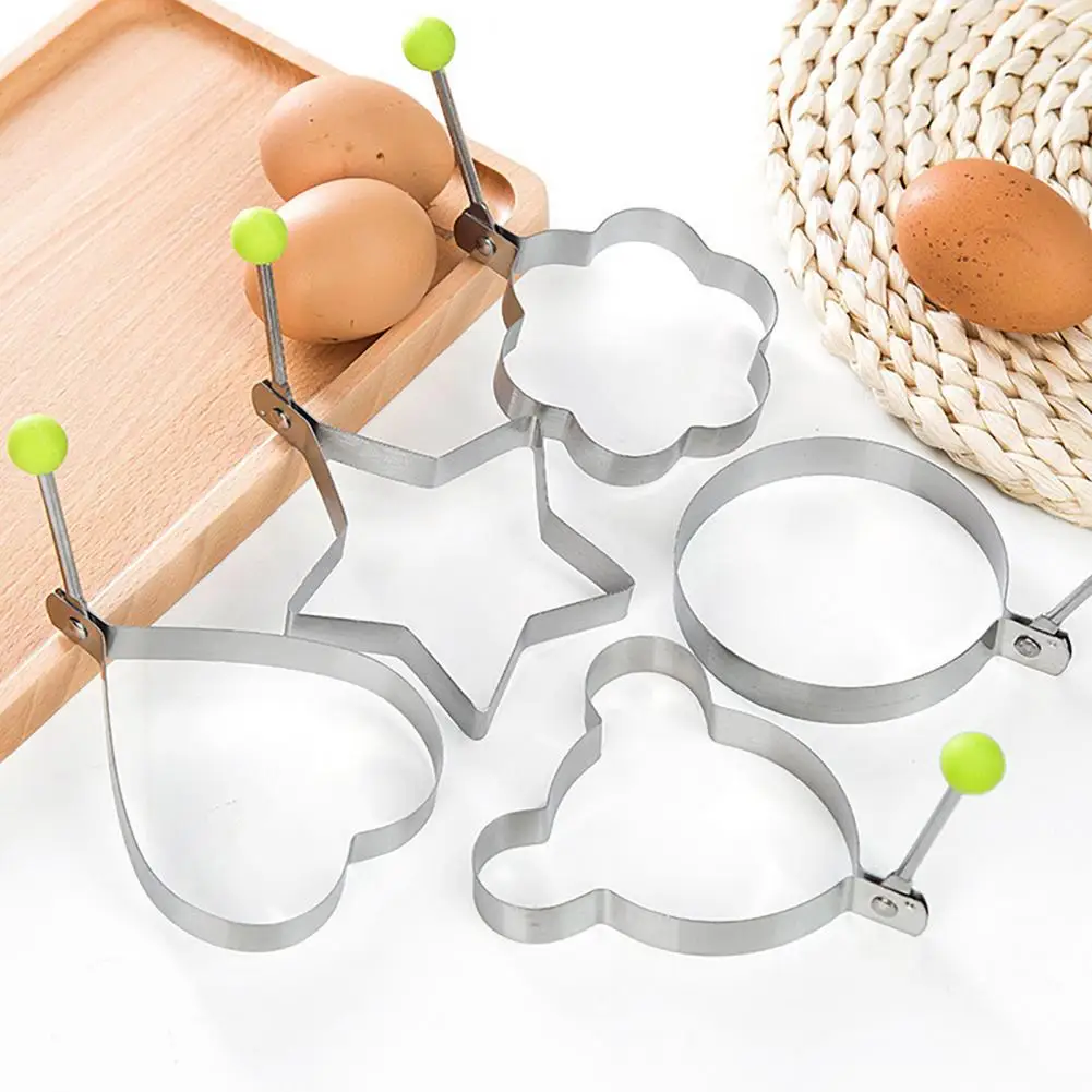 

Frying Pan Egg Ring Non-stick Egg Ring Stainless Steel Egg Mold Rings Kitchen Utensils for Heart Flower Star-shaped for Home