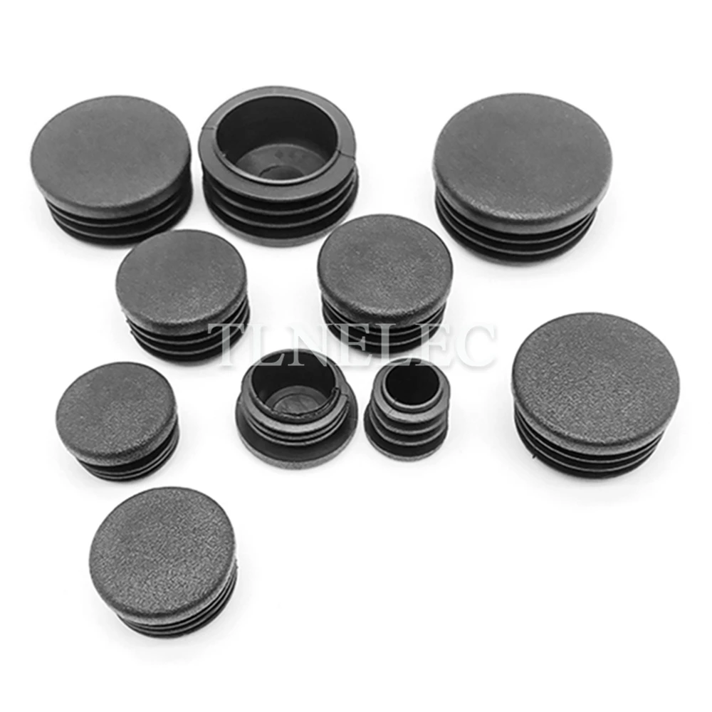 10 stücke Schwarz Runde Rohr Rohr Möbel Bein Weiche Gummi Umweltschutz Entflammt Stecker Stanzen End Kappe Bung