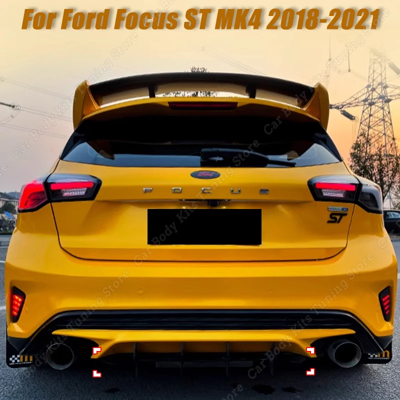 For Ford Focus ST MK4 Car Rear Bumper Splitter Lip Spoiler Diffuser Protector Guard Body Kits 2018-2021 Gloss Black Accessories