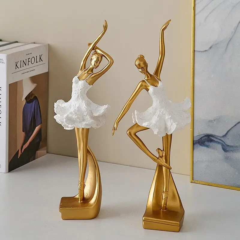 pp-Ballet Girl Figurine Living Room Desktop Wine Rack Ornament Resin Art Figures Statue Modern Creative Sculpture Home Decor