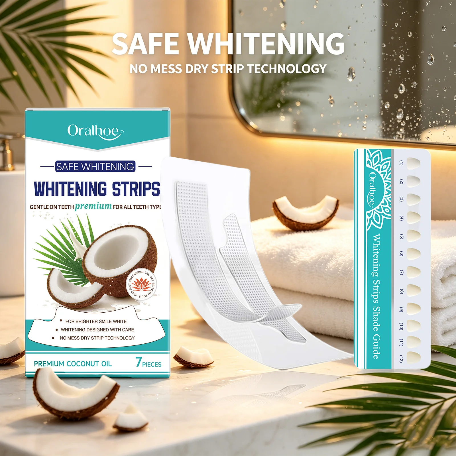 Oralhoe Teeth Whitening Strips Stain Removal Long-Lasting Brightening Fresh Breath Dental Brightening Strips for All Teeth Types