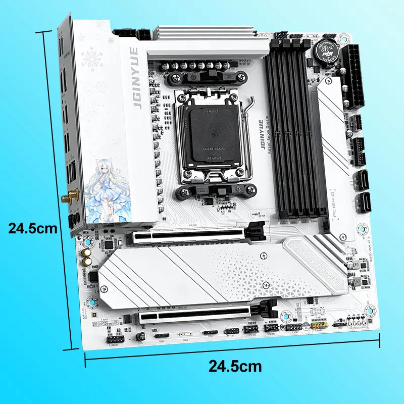 JGINYUE B650E Snow Dream AM5 MATX اللوحة الأم WIFI6E ألعاب الكمبيوتر 4 * DDR5 CPU 9700X/9800X3D/7800X3D PCIE 5.0