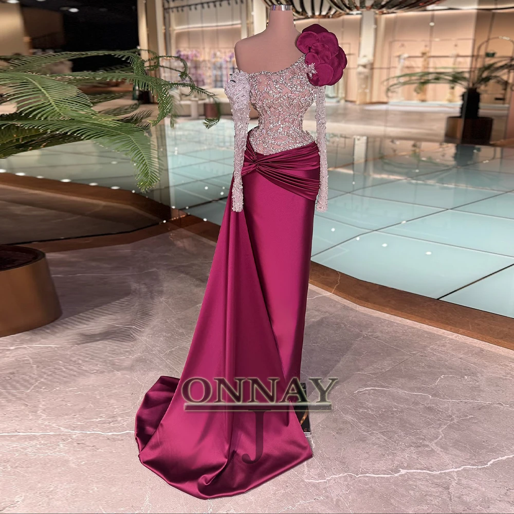 Customized Classic Ruched Graduation Dresses 3D Flowers Full Pearls Rhinestones for Women Robes De Soiree Bespoke Special Party