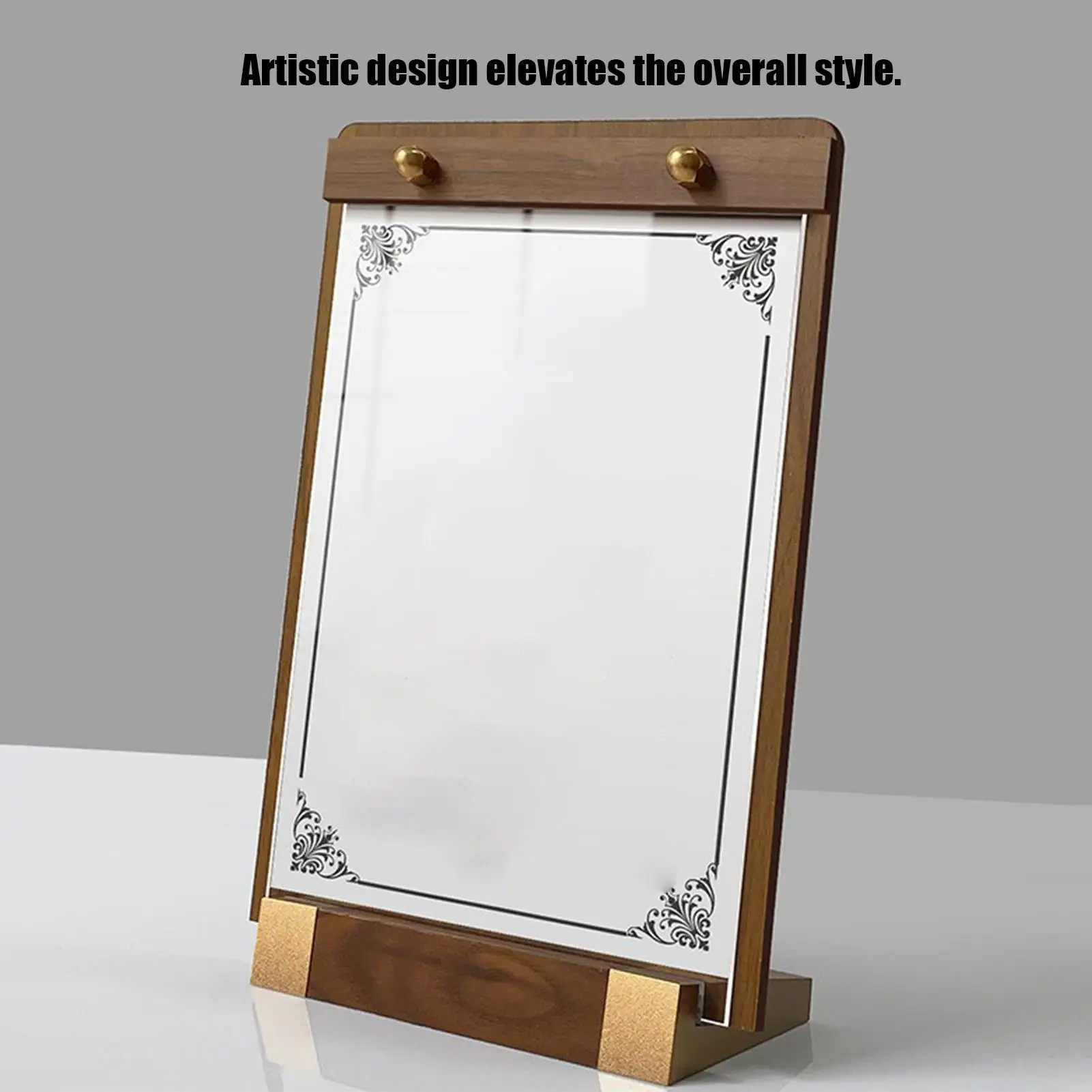

Acrylic Sign Holder 8.5x11inch Clear Vertical Paper Display Stand with Wooden Base for Poster Flyer Picture Brochure Document