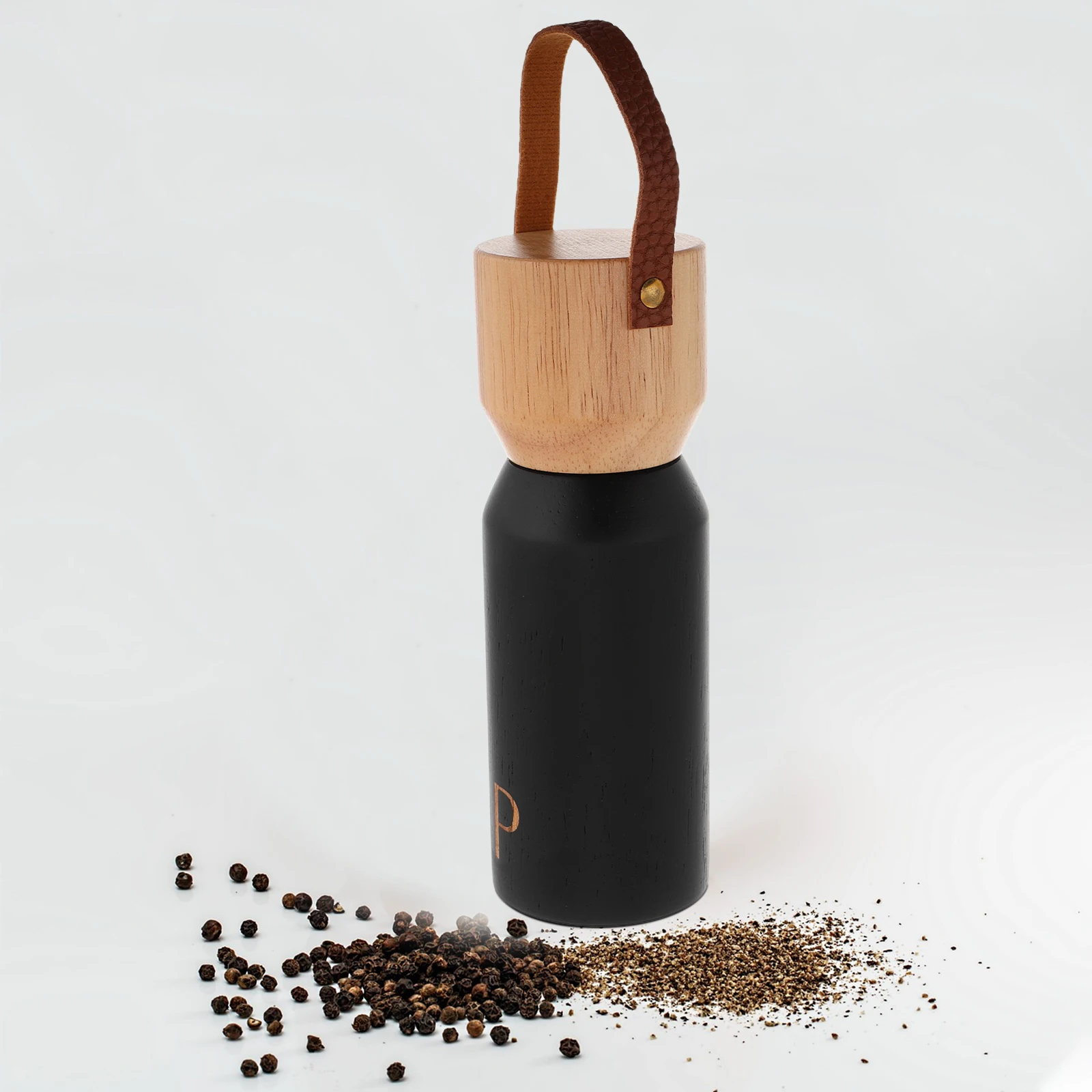 

Pepper Grinder Spice Mini Salt Solid Wood Camping and Wooden Black Manual Travel Lemon