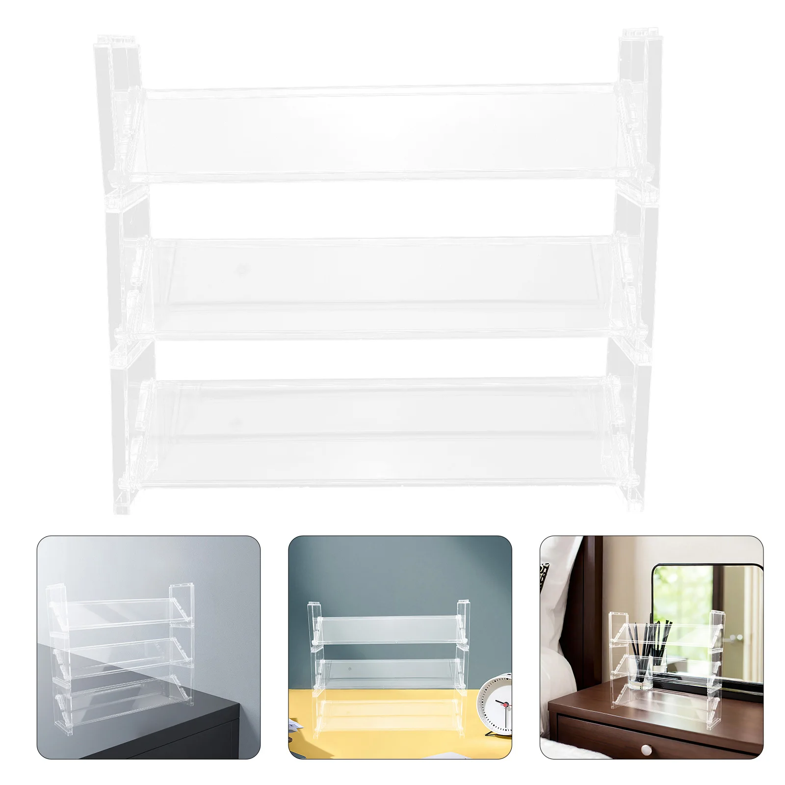 

3 Tier Button Pin Display Stand Clear Badge Holder For Tabletop Medal Brooch Lapel Pin Storage Rack Transparent Frame Case