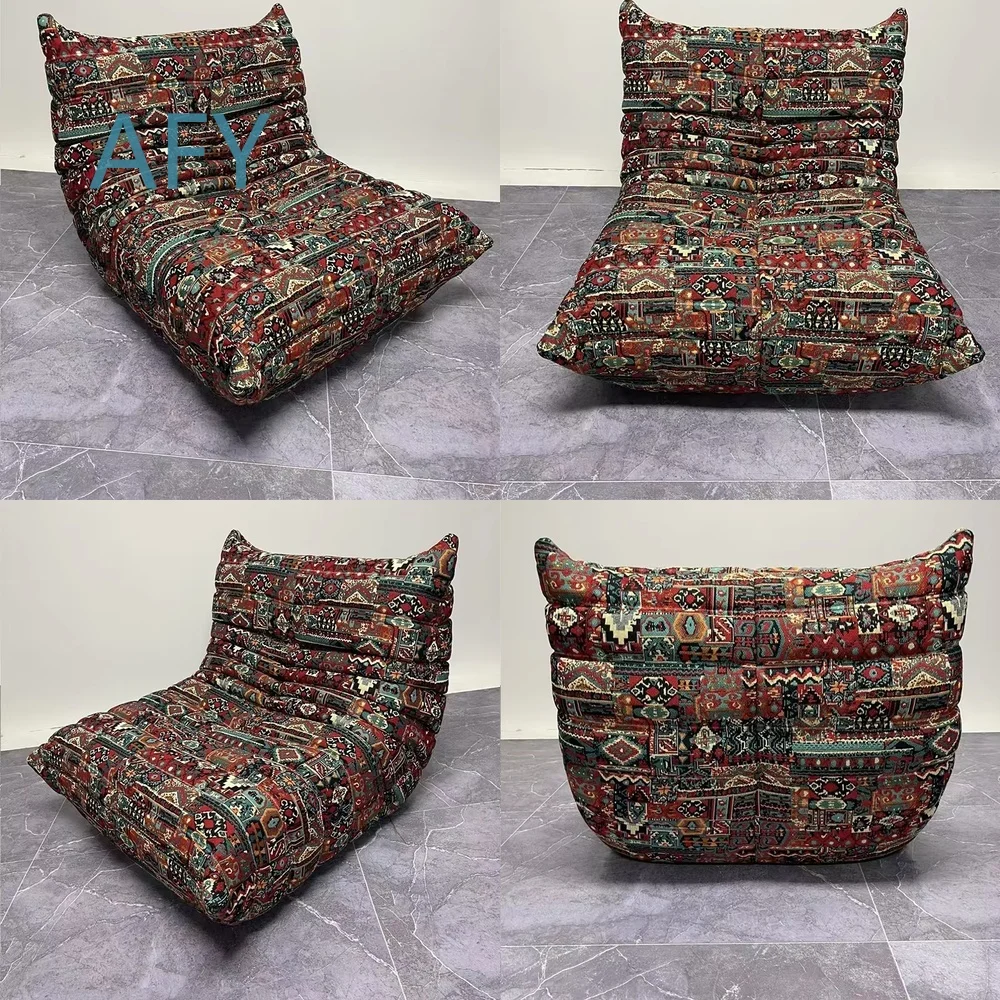 Vacuum Pack Bohemian Single Sofa Chair for Living Room Bedroom Office Use High Density Foam Upholstered Ethnic Style Leisure