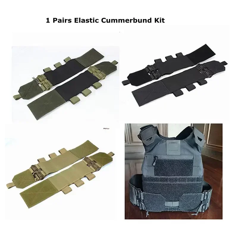 Tactical Elastic Cummerbund Kit Quick Release Tube QR Buckles Triple Magazine Pouch For FCSK Plate Carrier Combat Vest