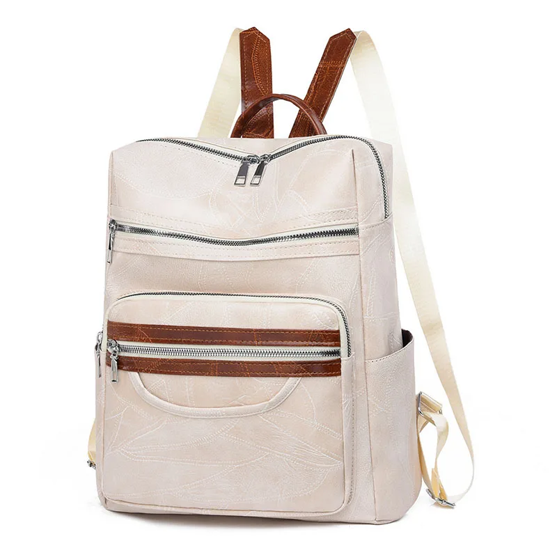 Nowe Plecaki Damskie Skórzane PU Wodoodporne Antykradzieżowe Designerskie Duże Retro Plecaki Szkolne Podróżne Torby na Ramię Portfel Brązowe