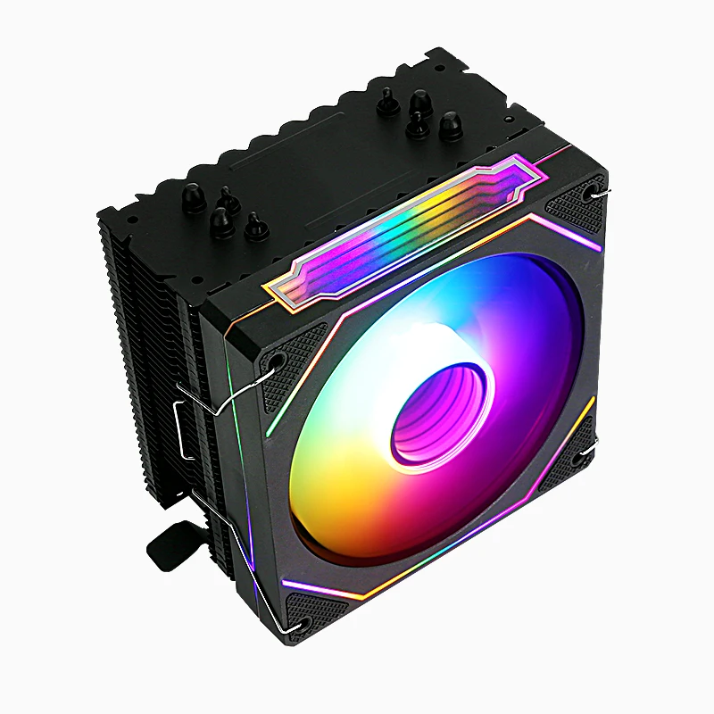 QiuzAim ที่มีประสิทธิภาพ CPU Cooler พัดลม 120 มม.4Pin/PWM สีไฟ PC 4 ความร้อนท่อติดตั้ง LGA115x 1200 1700 1366 AMD am3 am4 am5