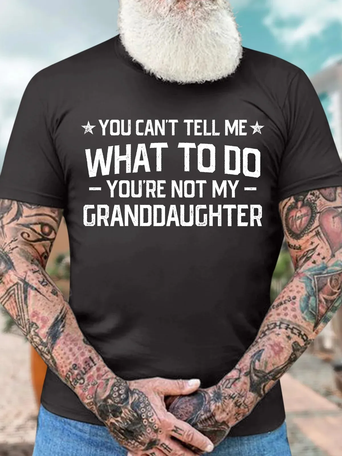 Men’s You Can’t Tell Me What To Do You’re Not My Granddaughter Casual Regular Fit Crew Neck Cotton T-Shirt image 3
