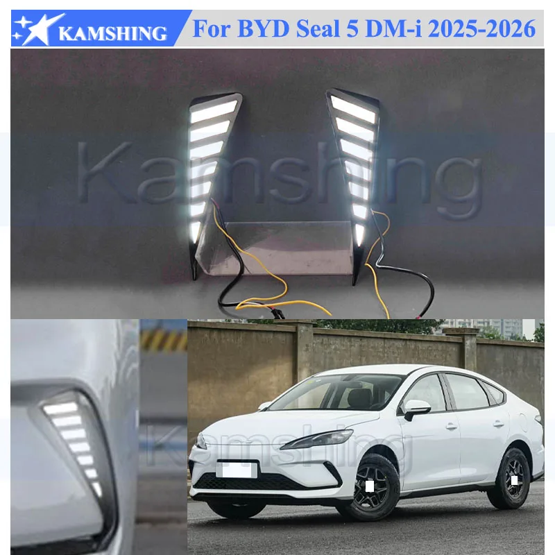 Kamshing 1 Set Modifying LED Daytime Running Light DRL For BYD Seal 5 DM-i 2025 2026 Front Fog Light Daytime Light