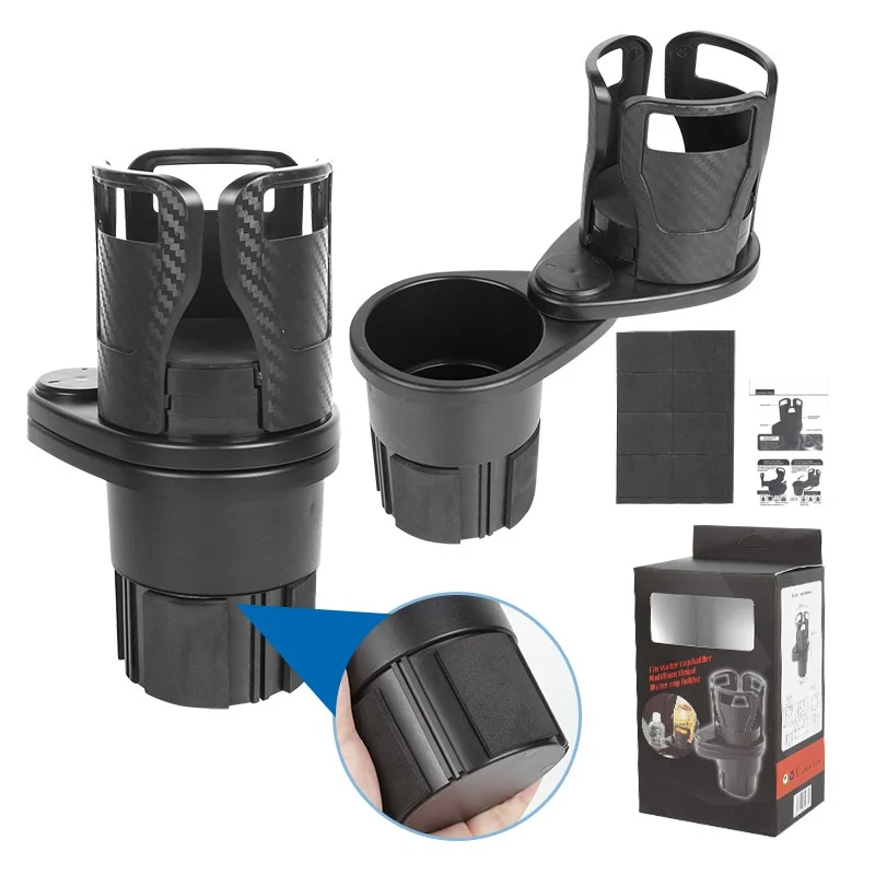 Suporte para bebidas no console central, suporte para copos montado no carro, suporte giratório para copos de carro, suporte de armazenamento de camada dupla.