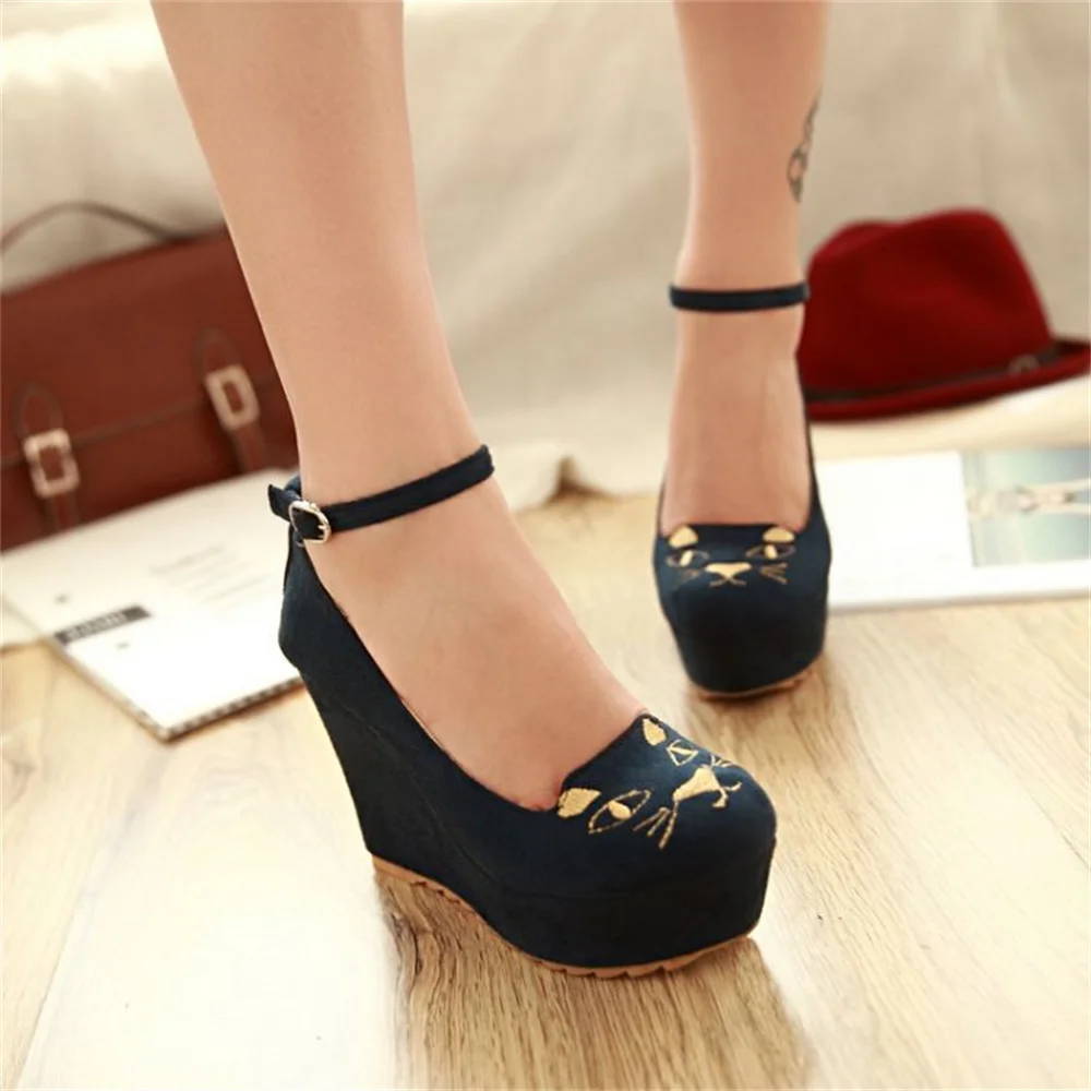 Japanese Cute Princess High Heel Heavy-bottomed Korean Harajuku Style Cartoon Lolly Cosplay Jk Uniform Lolita Cat Girls Shoes