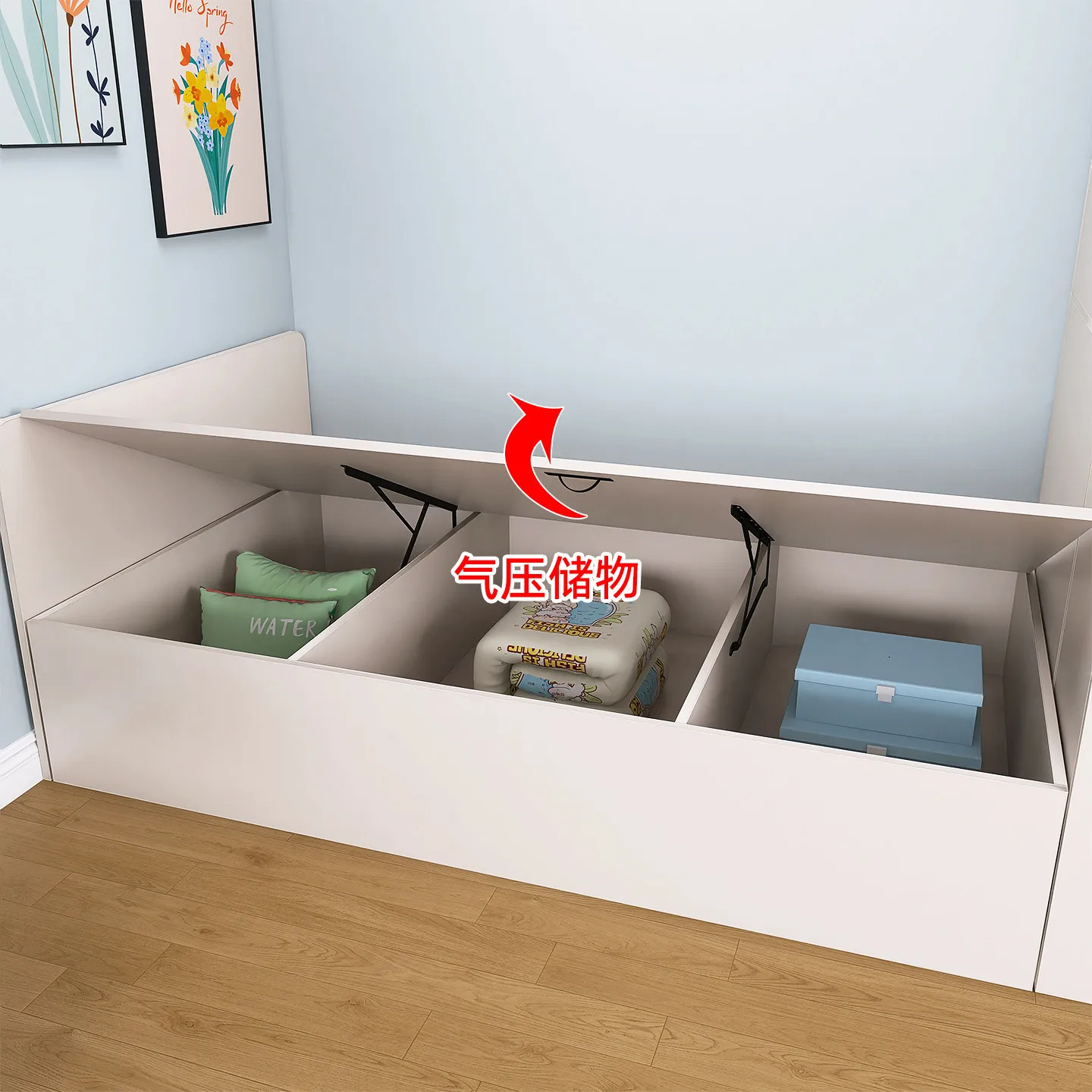 Custom Space Saving Integrated Bed with Nightstand Shoe Cabinet Multi Functional Combined Bed for Small Apartment Living Room