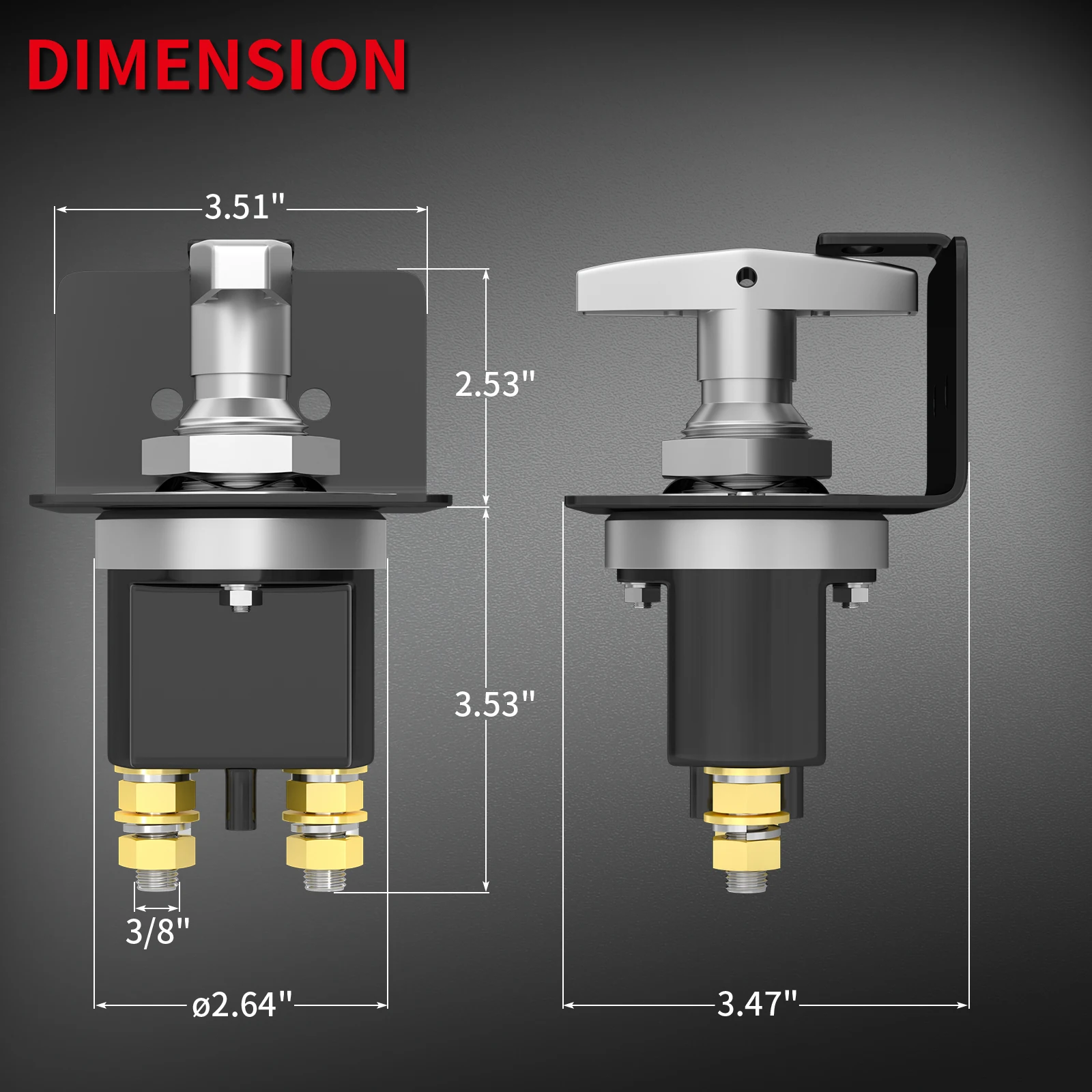 Heavy Duty 500A 12V-36V Master Battery Kill Switch Fixed Handle Isolator Battery Disconnect Switch With Lockout Plate for Car