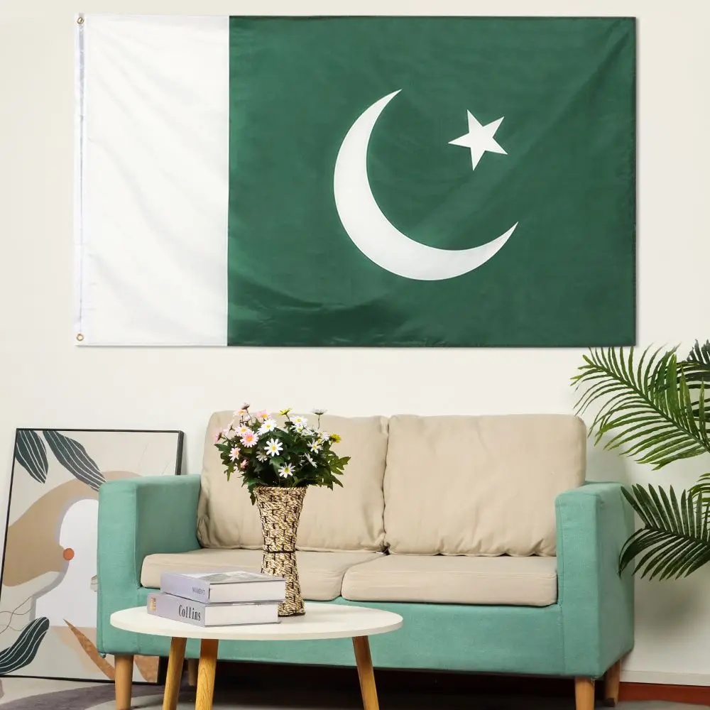 Polyester Party Supplies 90*150CM/3 x 5 FT Pakistan Flag Festive Articles Banners Bunting