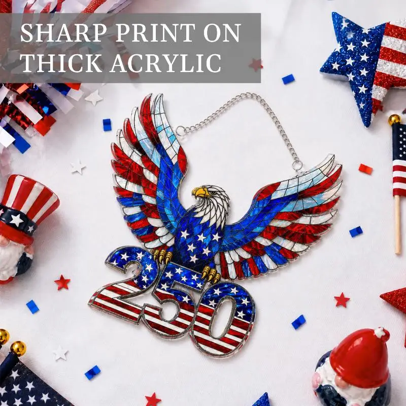 USA 250th Anniversary Eagle Hanging Ornament Shatterproof Patriotic Decor for Independence Day Garden Party Wall