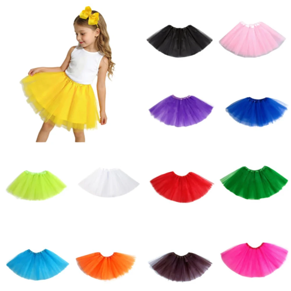 Girls' Ballet Dance Performance Mesh Skirt Fluffy Skirt Cute Tutu Skirt Skirt Length 30cm No Lining Solid Color for Party