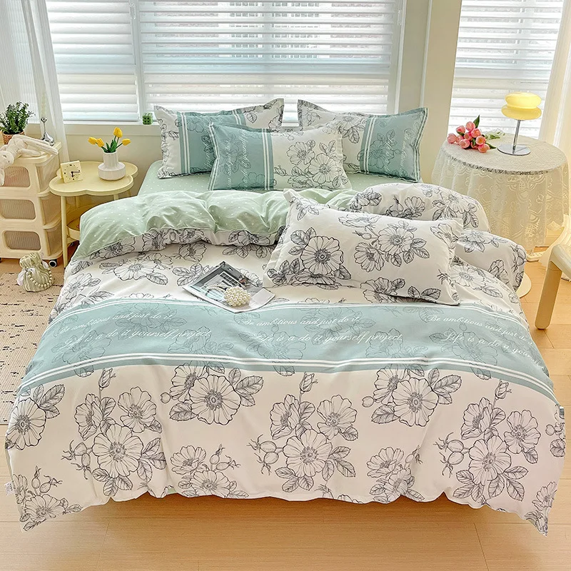 

Summer and Winter Blanket, Home Textile Water Wash 3/4 Pieces Bedding Set, Large Sheet Bed Bed Sheets and Pillowcases Bed Set