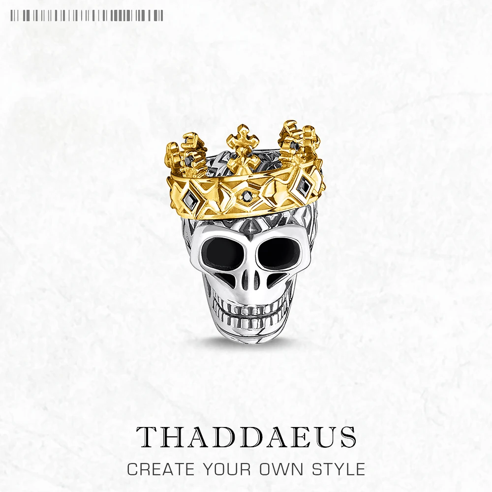 

Bead Skull Crown Winter 925 Sterling Silver Punk Gift Karma Charms European Jewelry Rebel Accessories For Women Men