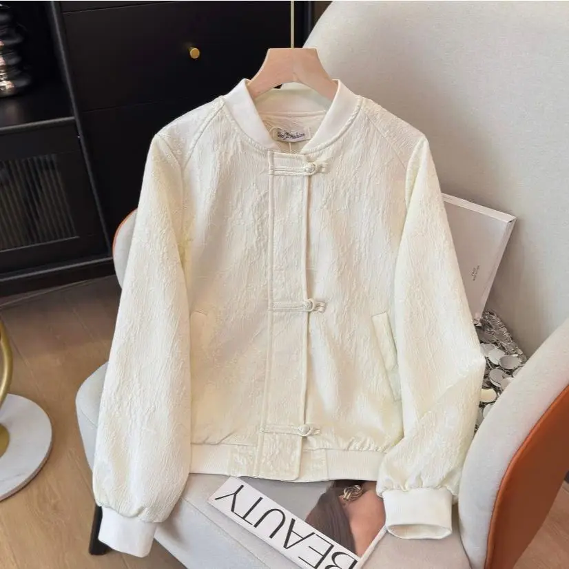 2026 new chinese retro style folkwear women's spring-autumn cheongsam button jacquard long sleeve stand collar tang suit jacket