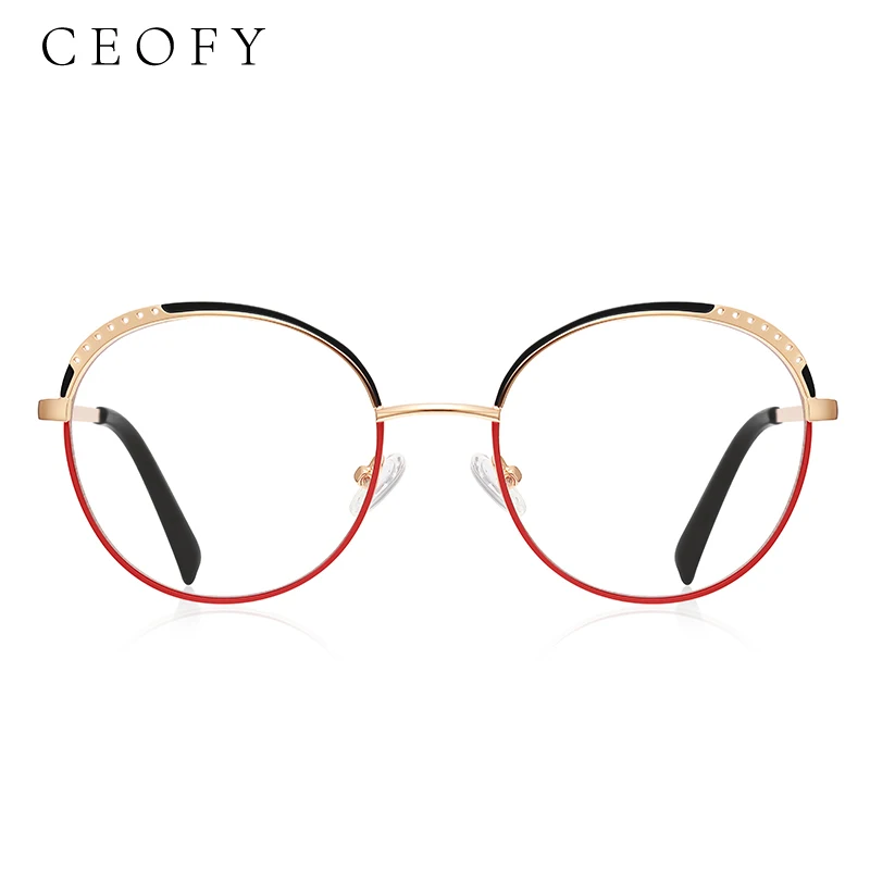 

Ceofy Women Fashion Round Eye Myopia Eyeglasses Frame Optical Vintage Prescription Glasses Frame New Arrival 2001