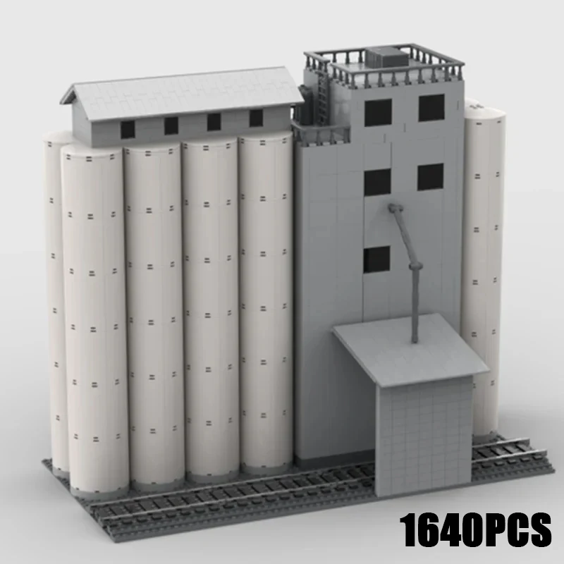 Street View Model Moc Building Bricks Grain Elevator And Silos Technology Modular Blocks Gift Christmas Toy DIY Sets Assembly