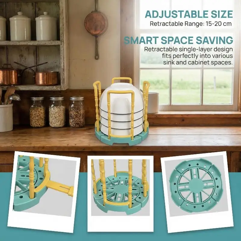 New Portable Retractable Bowl Holder Drain Removable Cabinet Dishes Storage Rack Water Cup Kitchen Organizer - view 6
