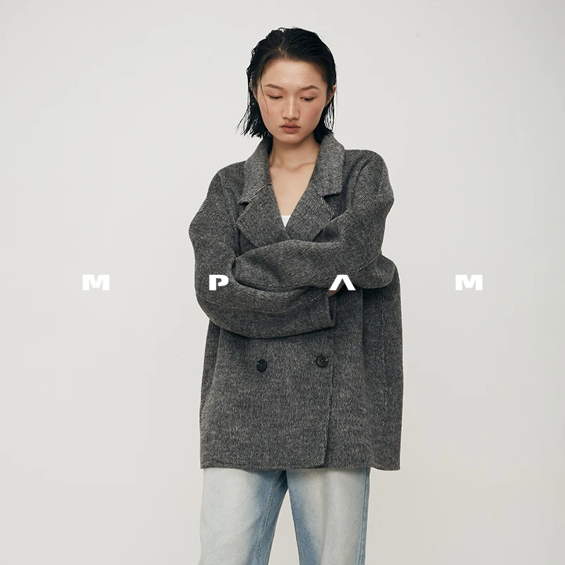 

Mpam Short Alpaca Wool Coat Loose Fit Autumn and Winter Warm Jacket 6199