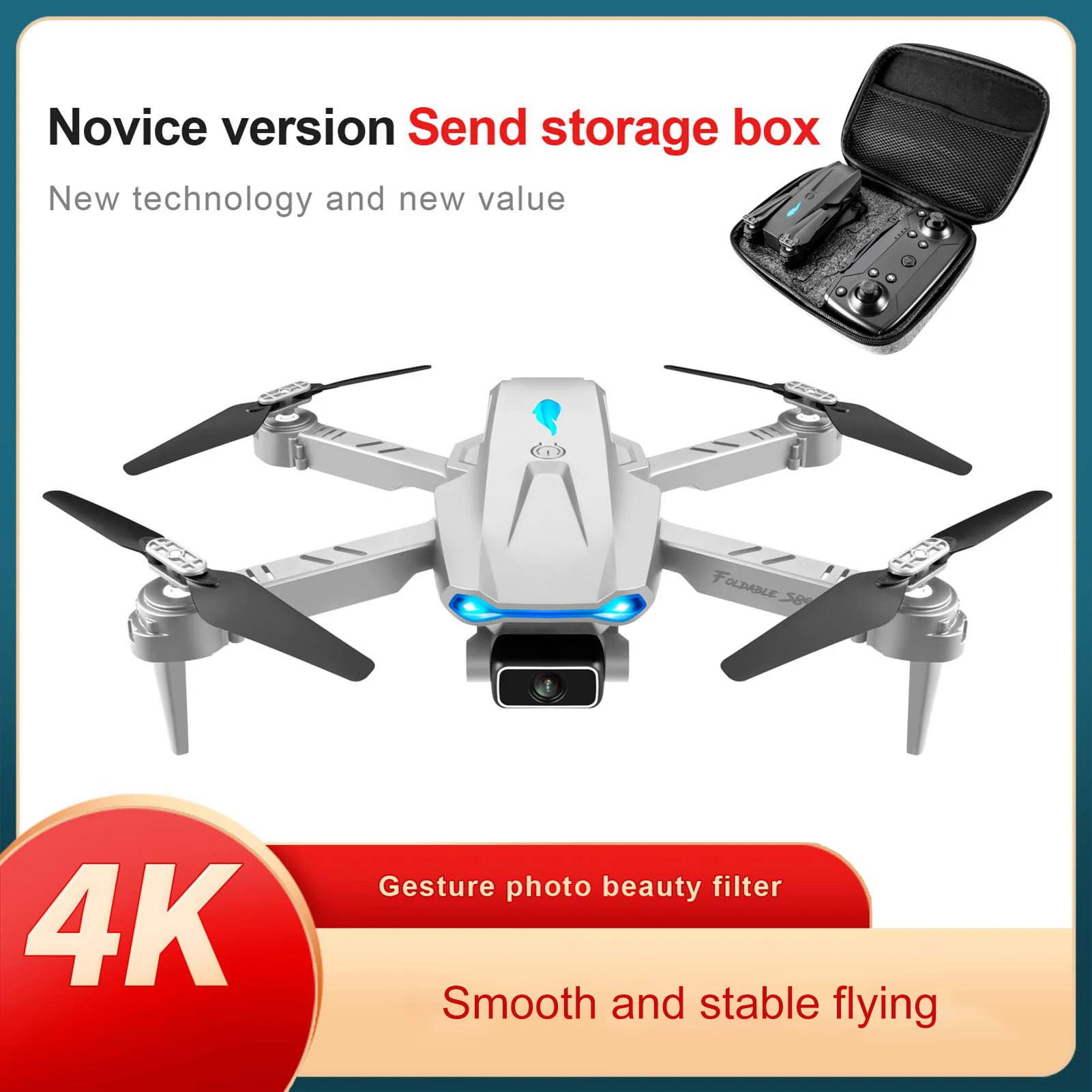 S89 RC Drone with Camera 4K Wifi FPV Drone Mini Folding Quadcopter Toy for Kids with Gravity Sensor Control Headless Mode