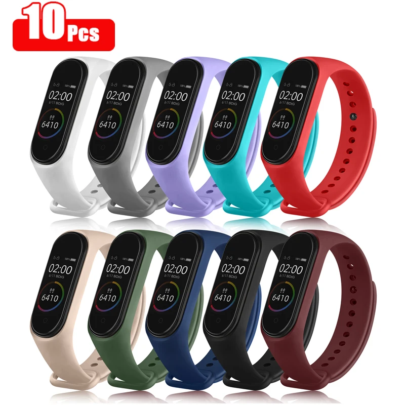 10pcs-8pc/lot Strap Band for Xiaomi Mi Band 6 5 Silicone Wrist Watchband Strap for Mi Band 6 5 mi watch 4 3 Bracelet Accessories