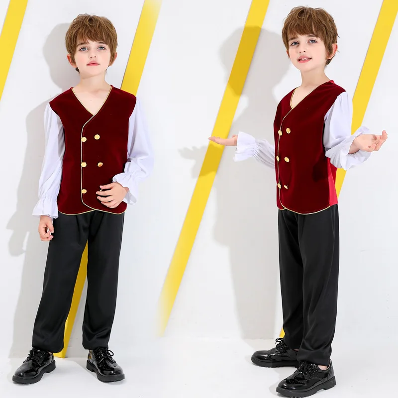 Fantasia nacional russa medieval para meninos, festival cultural, arte dramática, roupa para performance em palco