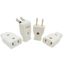 2Pin US Electrical Plug Male Socket Female Butt Power Connector Cable Cord DIY Rewireable Power Plug 15A 125V