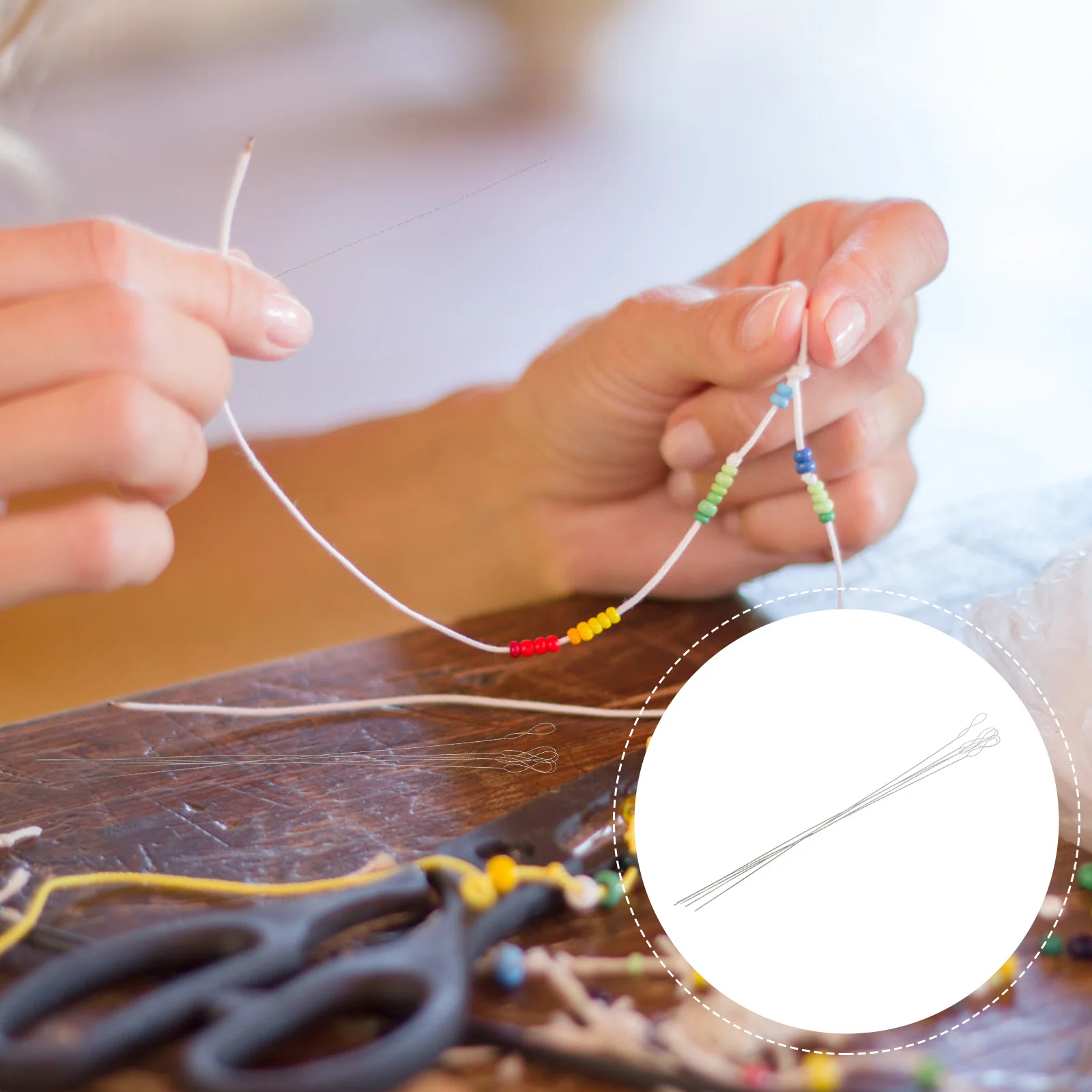 5Pcs Beading Needles Highly Polished Long Straight Needles for DIY Beading Projects Portable Craft Making Tool Bead Thread