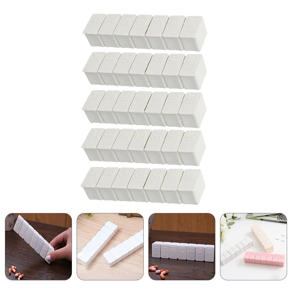 5Pcs Weekly Pill Box Set Mini Portable 7- Organizer with Braille Labels High-Quality PP Sealing Storage Case for Blind