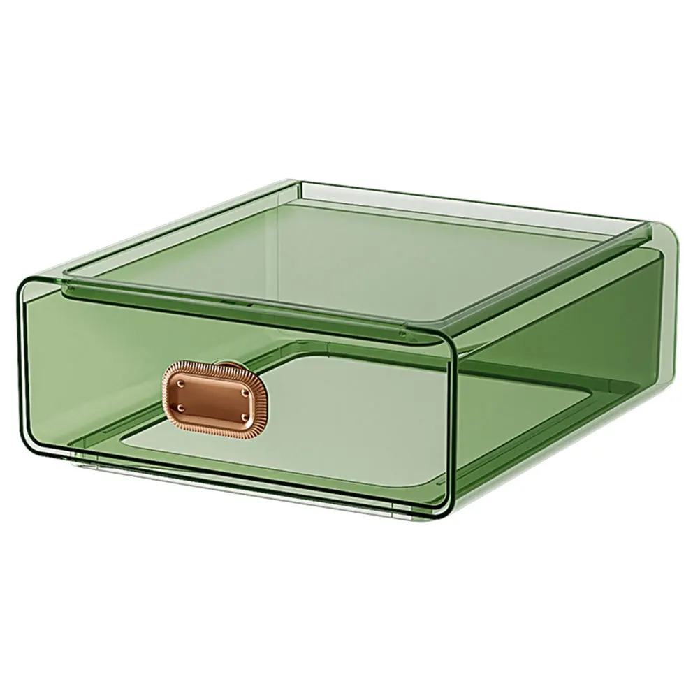 صندوق تخزين شفاف على شكل درج منظم مقاوم للغبار بسعة كبيرة لمجوهرات أحمر الشفاه وأشتات مكياج سطح المكتب #1