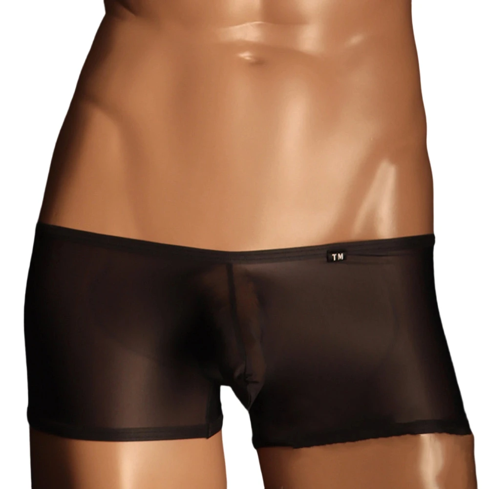 Men Transparent Long Pouch Bikini Exotic Trunks See Through Underwear Low Rise Panties Sex Gay Boxer Shorts Ultra-Thin Lingerie