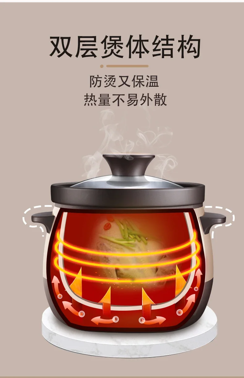 220V SUPOR Ceramic Electric Stewpot for Cooking Soup and Porridge, Healthy Small Stew Cooker for 1-2 People