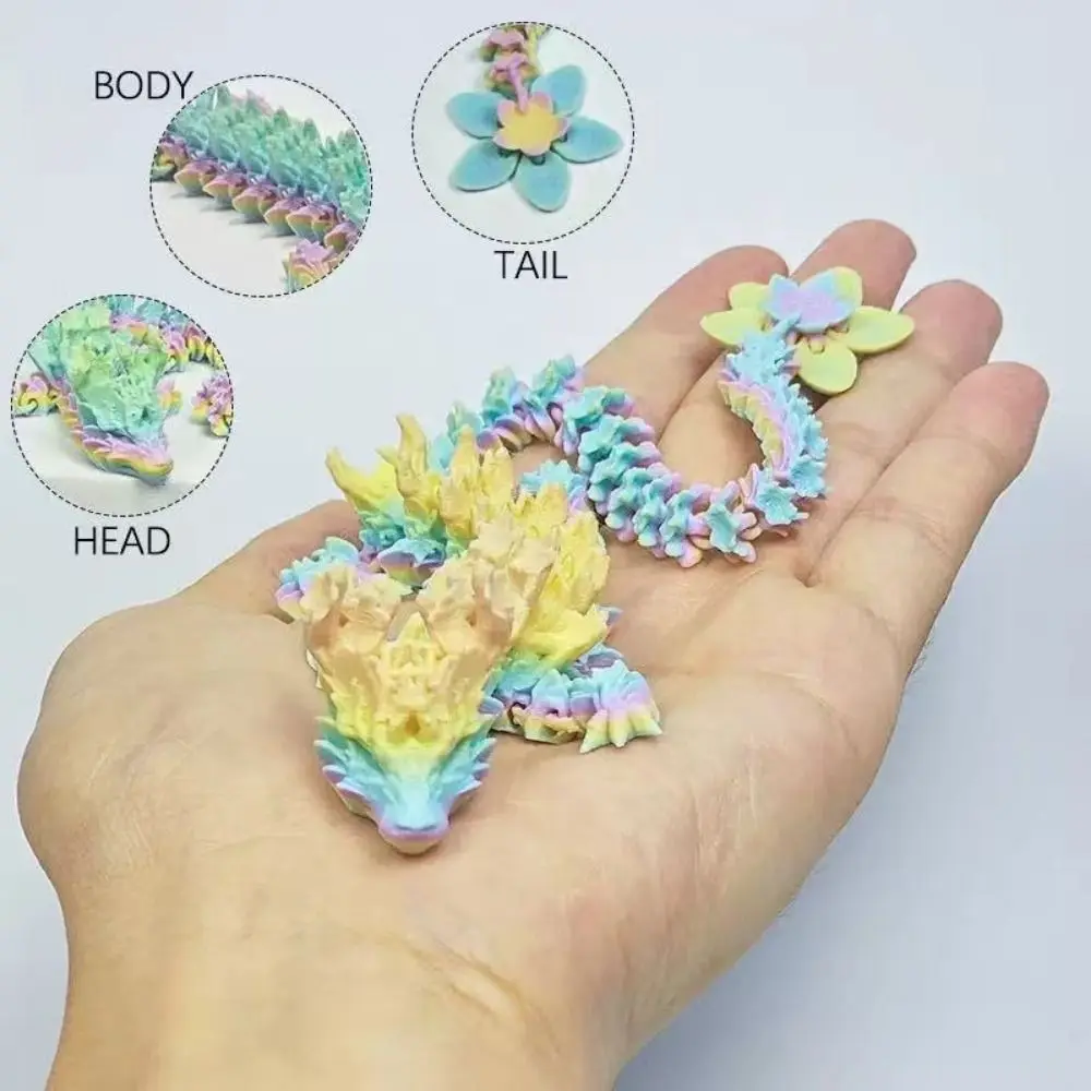 Simulated Eye 3D Printed Dragon Laser Sakura Dragon 3D Printed Diceratops Dragon Rotatable Flexible 3D Articulated Dragon Gift