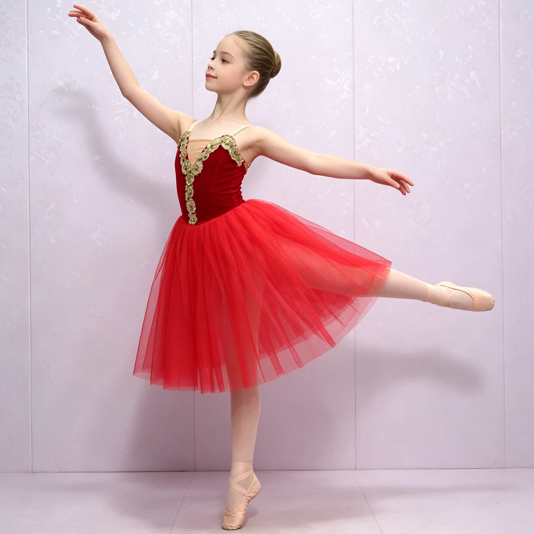 Professional Romantic Tutu Long Ballet Dress Embroidery Gauze velvet Ballerina Party Dress Children Ballet Dance Costumes