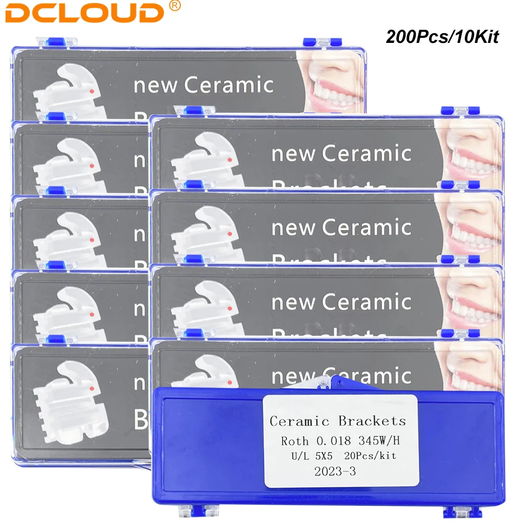 200Pcs/10Kit Ceramic Dental Brackets Braces Mesh Base Mnonblock MBT/Roth 022/018 345 Hooks Ortodoncia Braces Dentist Product