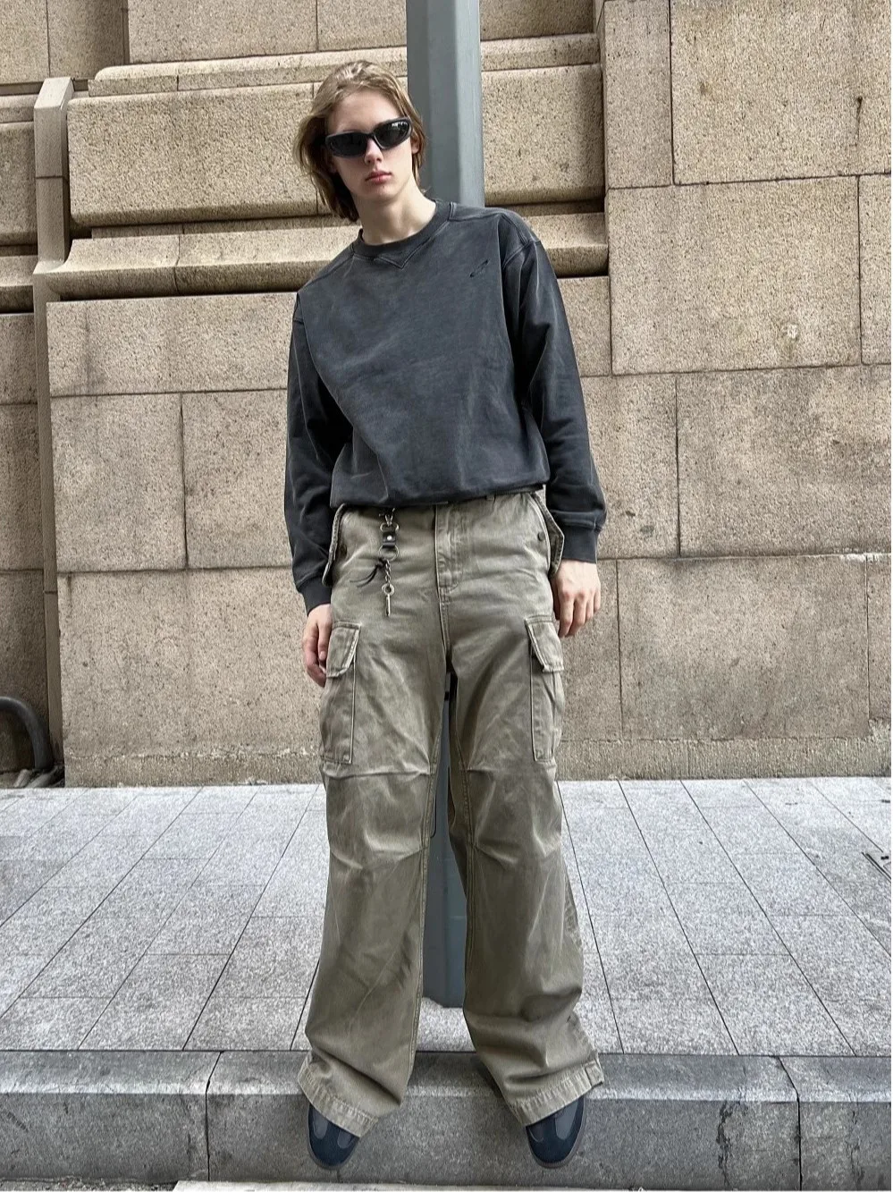 

Винтажные военные рабочие брюки, мужские уличные плиссированные брюки-колокольчик, десантник, прямые повседневные брюки