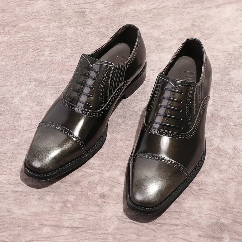 

2025 Spring and Autumn Models Genuine Leather Business Dress Men's Shoes British Bright Face Casual Oxford Shoes