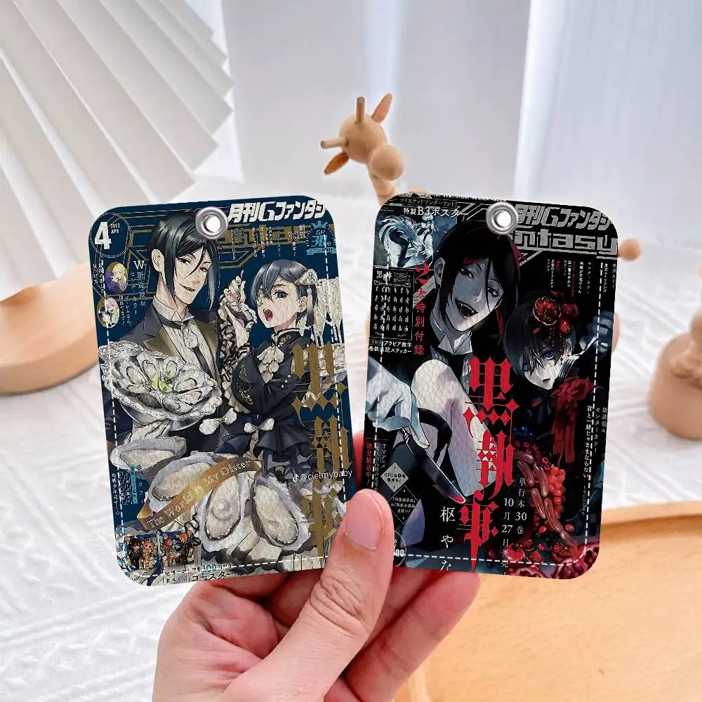 الكلاسيكية أنيمي B-أسود B-Butler حامل بطاقة مناسبة للبنك الأعمال حامل بطاقة العمل بطاقة الهوية الائتمانية شارة حقيبة حامل المفاتيح #6